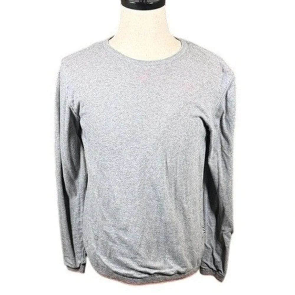 Five Four Shirt Mens M Gray Long Sleeve Crew‎ Neck Cotton Contrast Hem Stitching
